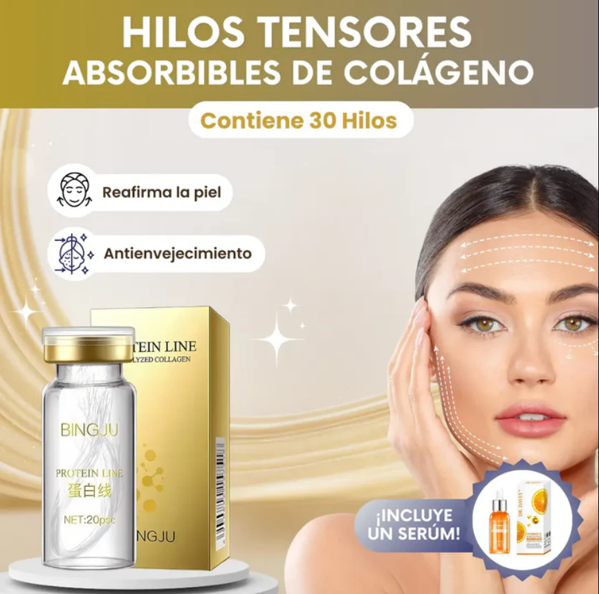 Conjunto de fios de colágeno absorvíveis para lifting + Sérum